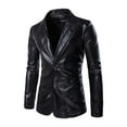 thumbnail image 1 of ZCFZJW Mens Slim Fit Golden Suit Single Breasted Party Suit Jacket Double Button Sport Coat Long Sleeve Dress Shirts Casual Suit Jackets Black L, 1 of 4