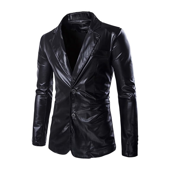 ZCFZJW Mens Slim Fit Golden Suit Single Breasted Party Suit Jacket Double Button Sport Coat Long Sleeve Dress Shirts Casual Suit Jackets Black L