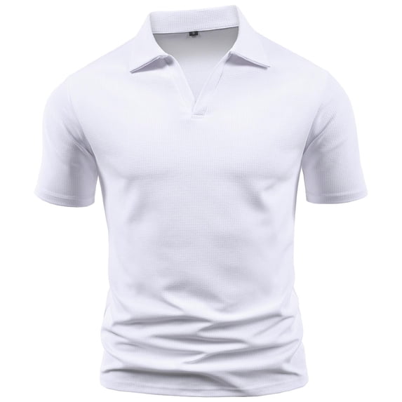 ZCFZJW Mens Slim Fit Knit Polo Shirts Business Lightweight Polo Sweater Casual Summer Ribbed Textured Collared T Shirt Tops White L