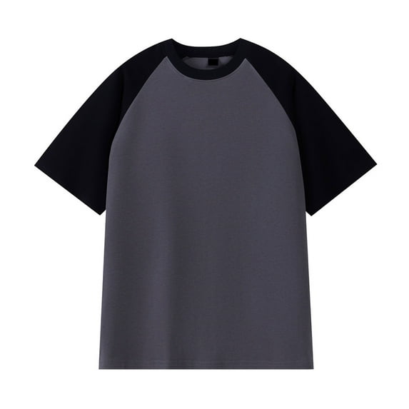 ZCFZJW Mens Splicing Tops Casual Raglan Short Sleeve Crewneck Basic Workout Tees Shirt Big and Tall Regular Fit Graphic T-Shirts Black XXXL