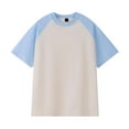thumbnail image 1 of ZCFZJW Mens Splicing Tops Casual Raglan Short Sleeve Crewneck Basic Workout Tees Shirt Big and Tall Regular Fit Graphic T-Shirts Light Blue M, 1 of 7