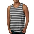 thumbnail image 1 of ZCFZJW Mens Sports Tank Tops Striped Color Block Printed Summer Sleeveless Round Neck Athletic Gym Bodybuilding Fitness Shirts for Beach Running Workout Gray#01 L, 1 of 4