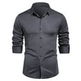 thumbnail image 1 of ZCFZJW Mens Stretch Dress Shirts Slim Fit Button Down Long Sleeve Stretch Collared Shirt Cotton Wrinkle Free Button Up Mens Tops Dark Gray XXL, 1 of 6