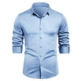 thumbnail image 1 of ZCFZJW Mens Stretch Dress Shirts Slim Fit Button Down Long Sleeve Stretch Collared Shirt Cotton Wrinkle Free Button Up Mens Tops Light Blue XXL, 1 of 6