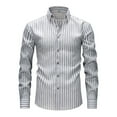 thumbnail image 1 of ZCFZJW Mens Striped Button Down Shirts Casual Slim Fit Long Sleeve Dress Party Shirts Stretchy Wrinkle Free Work Business Collared T-Shirt Tops Gray M, 1 of 4