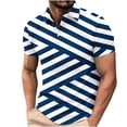 thumbnail image 1 of ZCFZJW Mens Striped Color Block Print T-Shirts Lightweight Casual Summer Short Sleeve Button up V Neck Henley Shirts Loose Regular Fit Comfy Workout Tees Tops Multicolor#02 L, 1 of 5