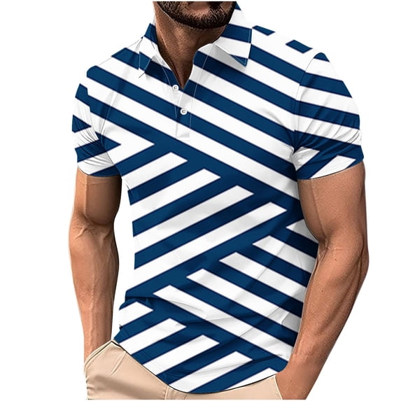 ZCFZJW Mens Striped Color Block Print T-Shirts Lightweight Casual Summer Short Sleeve Button up V Neck Henley Shirts Loose Regular Fit Comfy Workout Tees Tops Multicolor#02 L