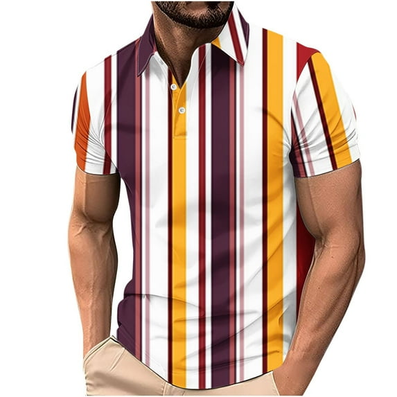 ZCFZJW Mens Striped Color Block Print T-Shirts Lightweight Casual Summer Short Sleeve Button up V Neck Henley Shirts Loose Regular Fit Comfy Workout Tees Tops Multicolor#08 XXXXXL