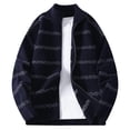 thumbnail image 1 of ZCFZJW Mens Striped Sweaters Fall Lightweight Casual Long Sleeve Full Zip up Cardigan Outwear Jackets Loose Regular Fit Cable Knit Pullover Tops Navy XXL, 1 of 8