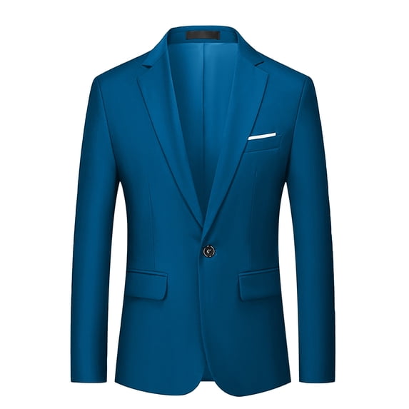 ZCFZJW Mens Suit Jackets Casual One Button Slim Fit Blazers Suit Separates Coat Sport Coats with Pockets for Wedding Prom Party Sky Blue XXXXXL