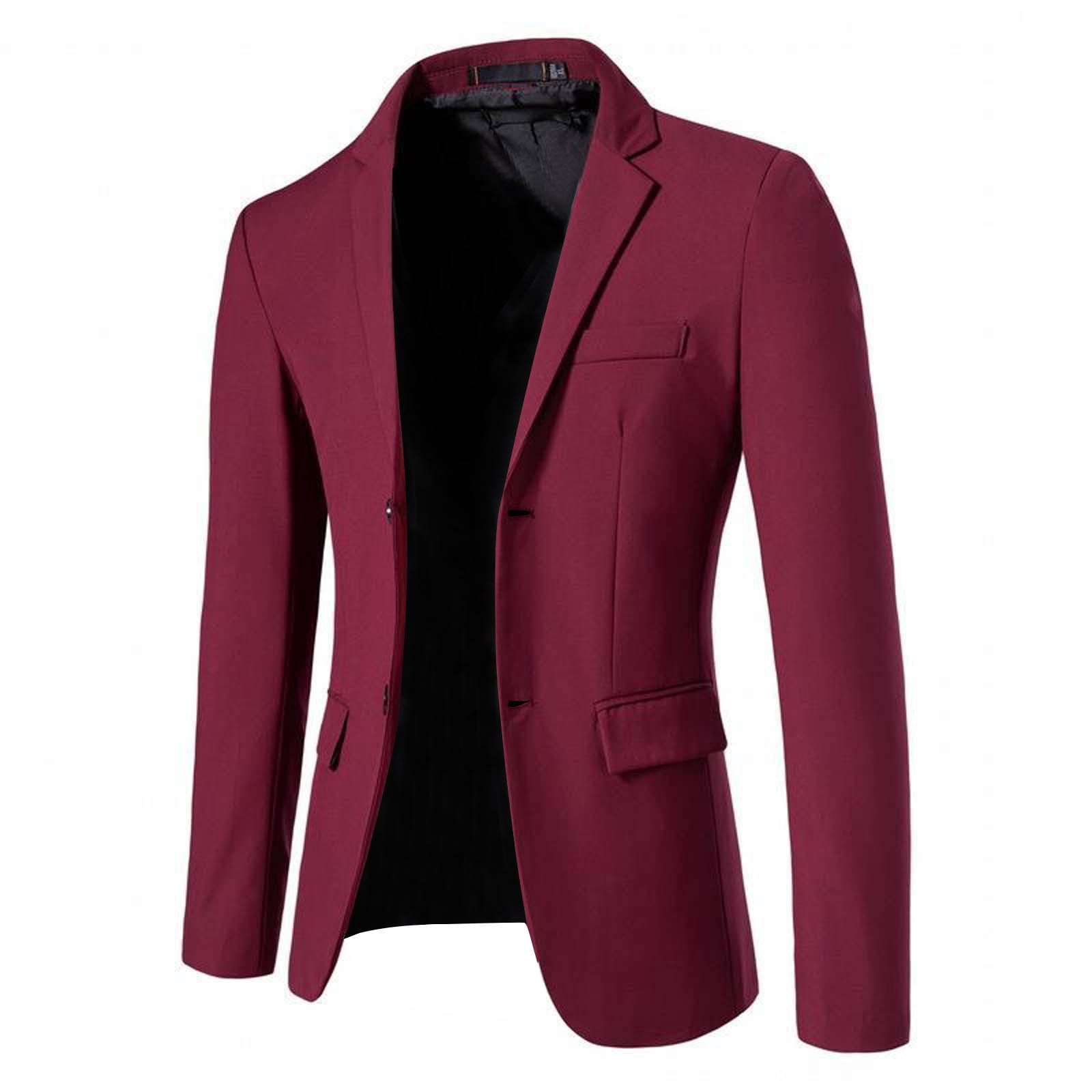 ZCFZJW Mens Suit Jackets Casual Two Button Slim Fit Blazers Suit ...