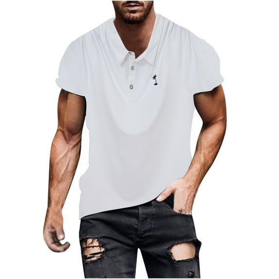ZCFZJW Mens Summer Short Sleeve Cotton T-Shirts Loose Regular Fit Casual Solid Color Summer Short Sleeve Big and Tall Pullover Tops Lightweight Collared Shirts White XXXL