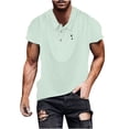 thumbnail image 1 of ZCFZJW Mens Summer Short Sleeve Cotton T-Shirts Loose Regular Fit Casual Solid Color Summer Short Sleeve Big and Tall Pullover Tops Lightweight Collared Shirts Green L, 1 of 8