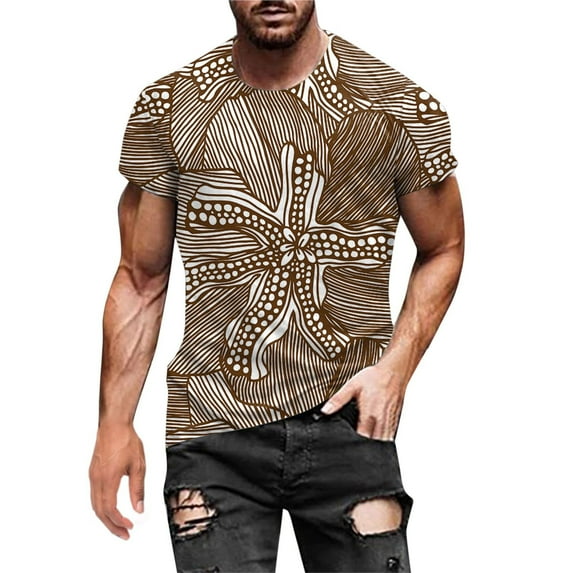ZCFZJW Mens Summer Short Sleeve T-Shirts Big and Tall Graphic Crewneck Tees Trendy Funny 3D Gradient Tie Dye Print Tops Loose Regular Fit Basic Tshirt Z#06-Coffee XXXXXL