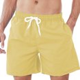 thumbnail image 1 of ZCFZJW Mens Summer Swim Trunks Lightweight Drawstring Waist Quick Dry Mesh Lining Beach Board Shorts Hawaiian Style Bathing Suit with Pockets Yellow L, 1 of 9