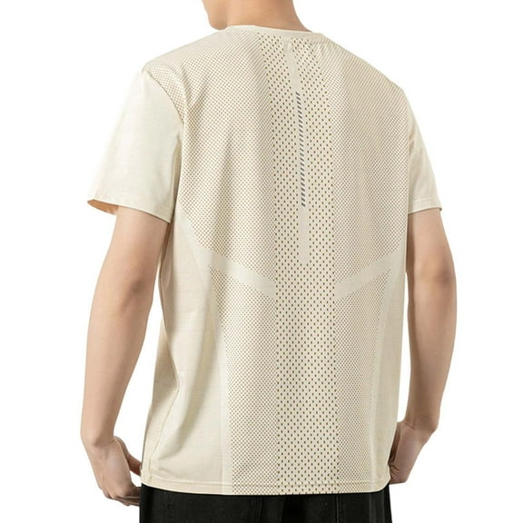 ZCFZJW Mens Summer T-Shirts Short Sleeve Cotton UPF 50+ Lightweight Moisture Wicking Cooling Casual Crew Neck Basic Tee Shirts Beige XL