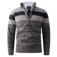 thumbnail image 1 of ZCFZJW Mens Sweate Quarter Zip Striped Sherpa Fleece Pullover Color Block Knit Sweaters for Men, Plush Thick Warm Long Sleeve Casual Sweatershirt Coffee XXL, 1 of 5