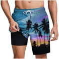 thumbnail image 1 of ZCFZJW Mens Swim Trunks with Compression Liner 2 in 1 Quick Dry Tropical Palm Tree Printed Summer Swimming Shorts Swimwear Bathing Suits with Pockets Navy XXL, 1 of 6