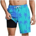 thumbnail image 1 of ZCFZJW Mens Swim Trunks with Compression Liner 2 in 1 Quick Dry Tropical Palm Tree Printed Summer Swimming Shorts Swimwear Bathing Suits with Pockets Sky Blue#02 XL, 1 of 6