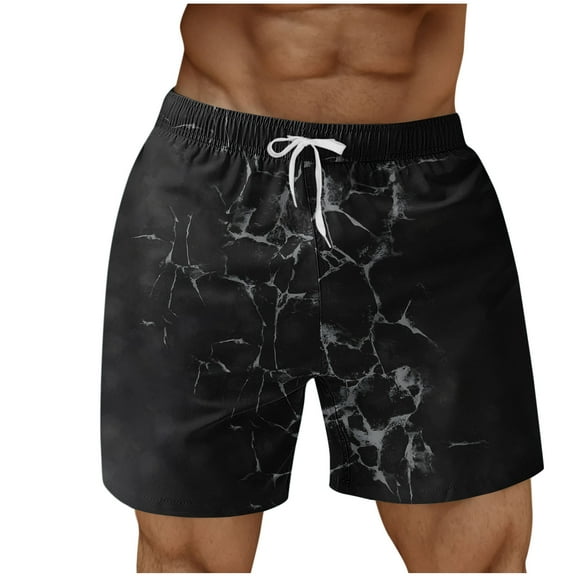 ZCFZJW Mens Swim Trunks Drawstring Elastic Waist Quick Dry Beachwear Sports Swim Board Shorts Funny 3D Novelty Printed Summer Beach Bathing Suits Black XXXXL