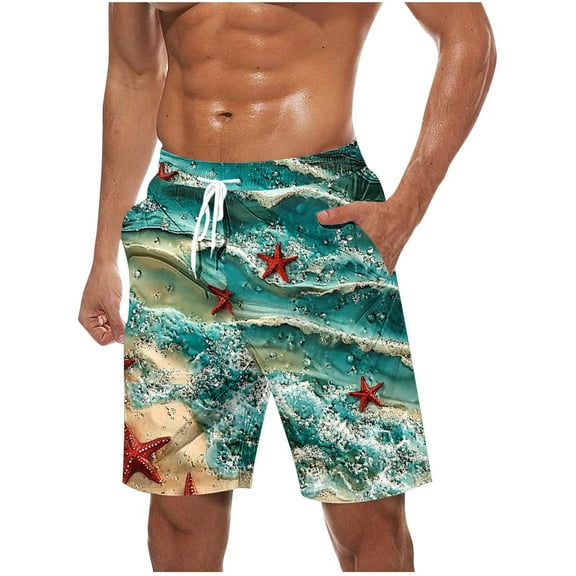 ZCFZJW Mens Swim Trunks Quick Dry Swimwear Summer Drawstring Elastic Waist Hawaiian Swimming Beach Board Shorts with Pocket Bathing Suits for Men Army Green XL