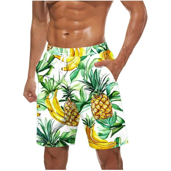 ZCFZJW Mens Swim Trunks Quick Dry Swimwear Summer Drawstring Elastic Waist Hawaiian Swimming Beach Board Shorts with Pocket Bathing Suits for Men Mint Green#03 XXL