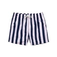 thumbnail image 1 of ZCFZJW Mens Swim Trunks Summer Cool Striped Printed Quick Dry Beach Board Shorts Drawstring Elastic Waist Bathing Suit with Side Pockets Navy L, 1 of 2