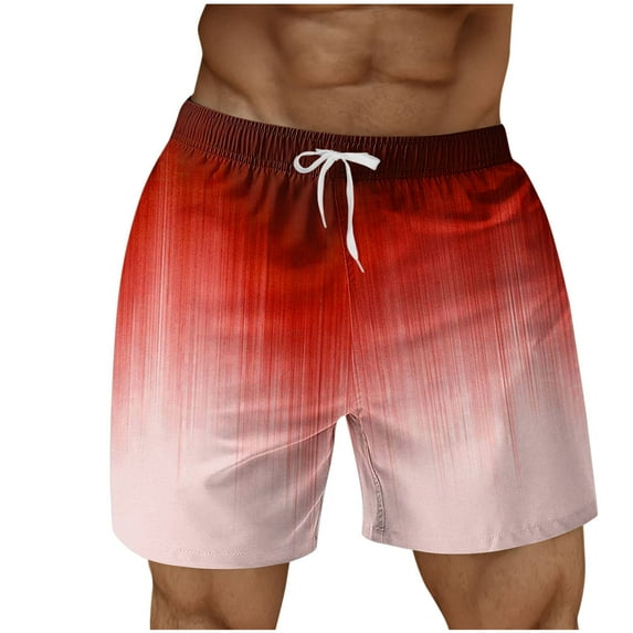 ZCFZJW Mens Swimming Trunks Lightweight Quick Dry Beach Swim Shorts Summer Bathing Suit Funny 3D Novelty Printed Swimwear Beachwear with Pockets Red L