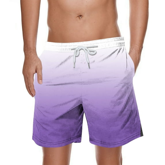 ZCFZJW Mens Swimming Trunks Swim Trunks Quick Dry Drawstring Elastic Waist Swim Shorts Funny Tie Dye Gradient Color Printed Swimwear Bathing Suits with Pockets Purple XXXL