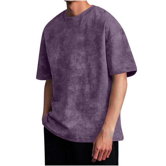 ZCFZJW Mens T-Shirts Womens Oversized T Shirts Basic Cotton Vintage Plain Tees Short Sleeve Summer Tops Workout Tees Shirt Purple XXXL