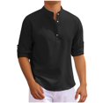 thumbnail image 1 of ZCFZJW Mens Textured Polo Shirts Casual Rolled-up Long Sleeve Button Down Solid Color Athletic Workout Tees Shirt Tops Lightweight Cotton Pullover Black XXXL, 1 of 4