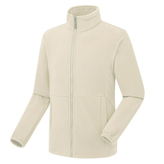 ZCFZJW Mens Thick Warm Sherpa Fleece Jackets Casual Full Zip up Long Sleeve Stand Collar Pullover Sweater Tops Winter Thermal Outwear Coat with Pockets Khaki S