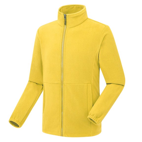 ZCFZJW Mens Thick Warm Sherpa Fleece Jackets Casual Full Zip up Long Sleeve Stand Collar Pullover Sweater Tops Winter Thermal Outwear Coat with Pockets Yellow S