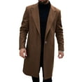 thumbnail image 1 of ZCFZJW Mens Trench Coat Slim Fit Notched Collar Fall Winter One Button Single Breasted Pea Coat Warm Soft Overcoat with Pockets Coffee S, 1 of 8