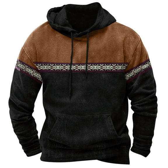 ZCFZJW Mens Tribal Aztec Hoodie Retro Vintage Western Ethnic Print Casual Drawstring Hooded Pullover Sweatshirt Fall Winter Lightweight Hoodies Outwear Tops with Pockets XXXL