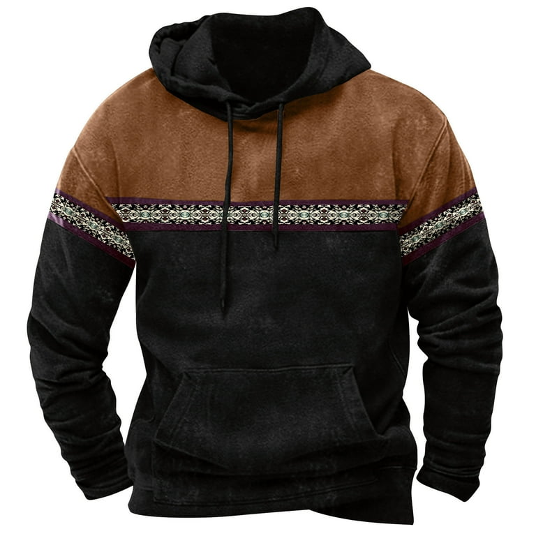 ZCFZJW Mens Tribal Aztec Hoodie Retro Vintage Western Ethnic Print