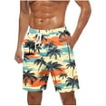 thumbnail image 1 of ZCFZJW Mens Tropical Hawaiian Swim Trunks Lightweight Casual Quick Dry Summer Big and Tall Regular Fit Drawstring Elastic Waist Beach Shorts with Pockets Khaki M, 1 of 5