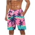 thumbnail image 1 of ZCFZJW Mens Tropical Hawaiian Swim Trunks Lightweight Casual Quick Dry Summer Big and Tall Regular Fit Drawstring Elastic Waist Beach Shorts with Pockets Purple XXXXXL, 1 of 5