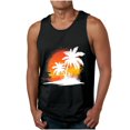 thumbnail image 1 of ZCFZJW Mens Tropical Palm Tree Print Summer Sleeveless Fitness Vest Big and Tall Regular Fit Bodybuilding Stringers Workout Tank Tops Black XXXL, 1 of 5