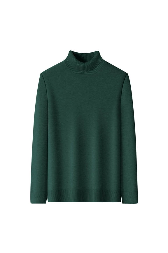 Mens Turtleneck Sweaters Casual Solid Color Long Sleeve Cable Knit Pullover Sweater Tops Trendy Slim Fit Basic Thermal Shirts Army Green XXXXL