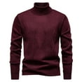 thumbnail image 1 of ZCFZJW Mens Turtlneck Sweaters Trendy Fall Long Sleeve Cable Knit Pullover Sweater Tops Lightweight Dressy Work Business Knitwear Wine XXXL, 1 of 5