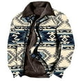 thumbnail image 1 of ZCFZJW Mens Western Aztec Jacket Vintage Print Sherpa Jackets Men Fall Winter Sherpa Fleece Lined Ethnic Style Casual Zipper Fuzzy Warm Outwear Coat with Pocket Beige XL, 1 of 8