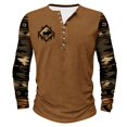 thumbnail image 1 of ZCFZJW Mens Western Henley Shirts Vintage Ethnic Style Print Raglan Long Sleeve Button up Pullover Tops Big and Tall Regular Fit Graphic T-Shirts Khaki L, 1 of 5