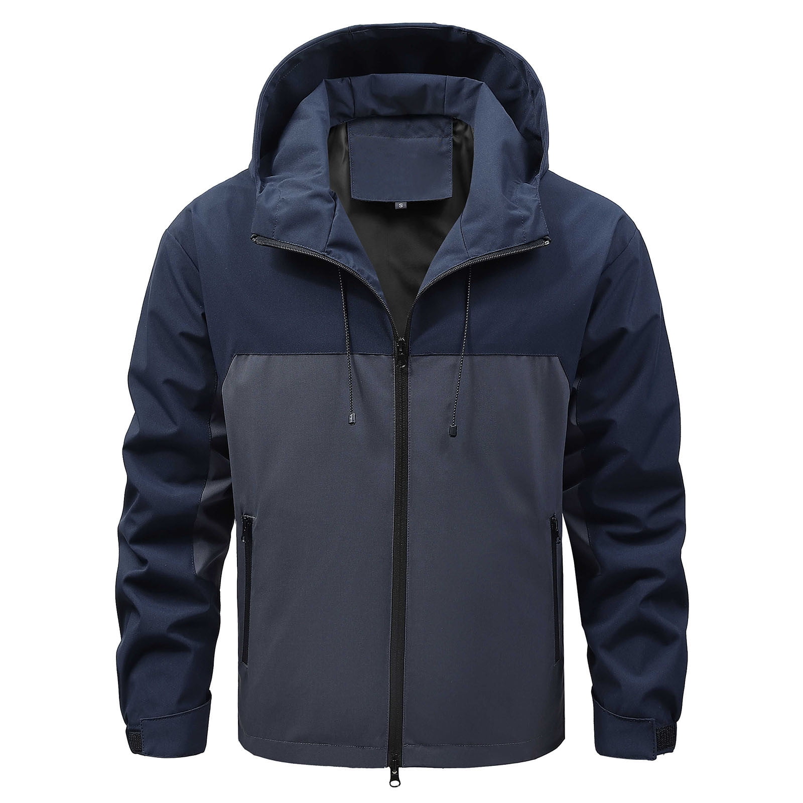 ZCFZJW Mens Windbreaker Jacket Lightweight Water Resistant Wind Breaker Jackets Mens Long Sleeve Color Block Hooded Jacket with Pocket White L Walmart