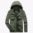 thumbnail image 1 of ZCFZJW Mens Windproof Jacket Waterproof Lightweight Long Sleeve Full Zip up Mountain Sport Cargo Jacket for Men Hooded Windbreaker Raincoat with Multi-Pockets Army Green XXXXL, 1 of 2