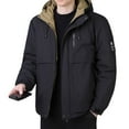 thumbnail image 1 of ZCFZJW Mens Winter Jacket - Thicken Warm Full Zip Up Long Sleeve Hooded Parka Sherpa Lined Jackets with Multiple Pockets Black L, 1 of 6
