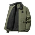 thumbnail image 1 of ZCFZJW Mens Winter Sherpa Fleece Lined Jackets Warm Corduroy Velvet Thickened Long Sleeve Lapel Oversized Coat Outwear with Pockets Army Green XXXXL, 1 of 7