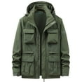 thumbnail image 1 of ZCFZJW Mens Winter Warm Cargo Hooded Outwear Coat with Multi-Pockets Casual Long Sleeve Full Zip up Thicken Parka Jacket Windbreaker Army Green XXL, 1 of 5