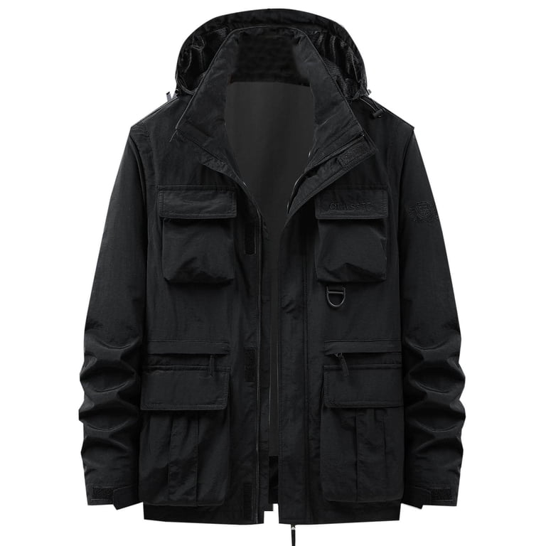 ZCFZJW Mens Winter Warm Cargo Hooded Outwear Coat with Multi