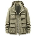 thumbnail image 1 of ZCFZJW Mens Winter Warm Cargo Hooded Outwear Coat with Multi-Pockets Casual Long Sleeve Full Zip up Thicken Parka Jacket Windbreaker Khaki XXXXL, 1 of 5